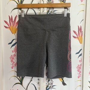 bebe Charcoal Gray Bike Shorts with Pink Accents